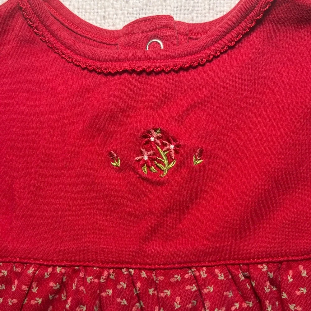 Vintage Gymboree Rainbow‎ Tag Baby Girl Red Floral Long Sleeve Tunic Top 18-24 M